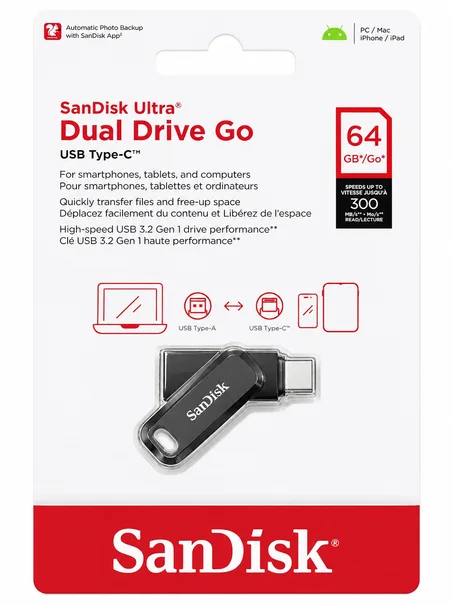 SanDisk Ultra Dual Drive Go 64GB USB Type-C Flash Drive
