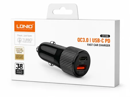 LDNIO C510Q QC3.0 + USB-C PD Fast Car Charger