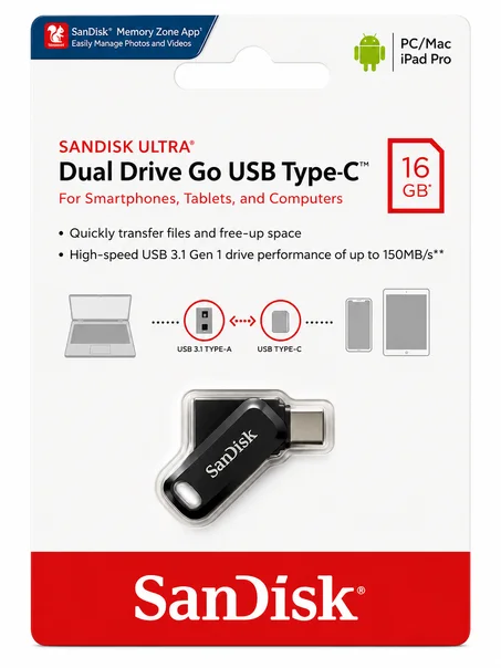 SanDisk Ultra Dual Drive Go 16GB USB Type-C Flash Drive
