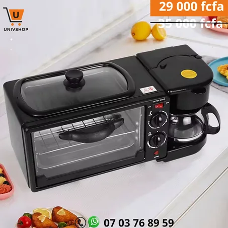 Appareil petit-déjeuner 3 en 1 - cafetière, grille-pain et four