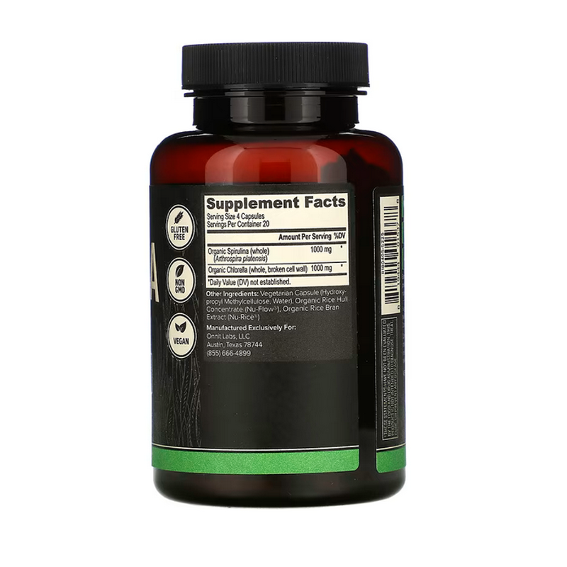 Onnit, Spiruline + Chlorelle, 80 capsules