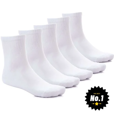 Normal (5 Paires) Chaussettes Longues en Coton Respirant Blanc Léger