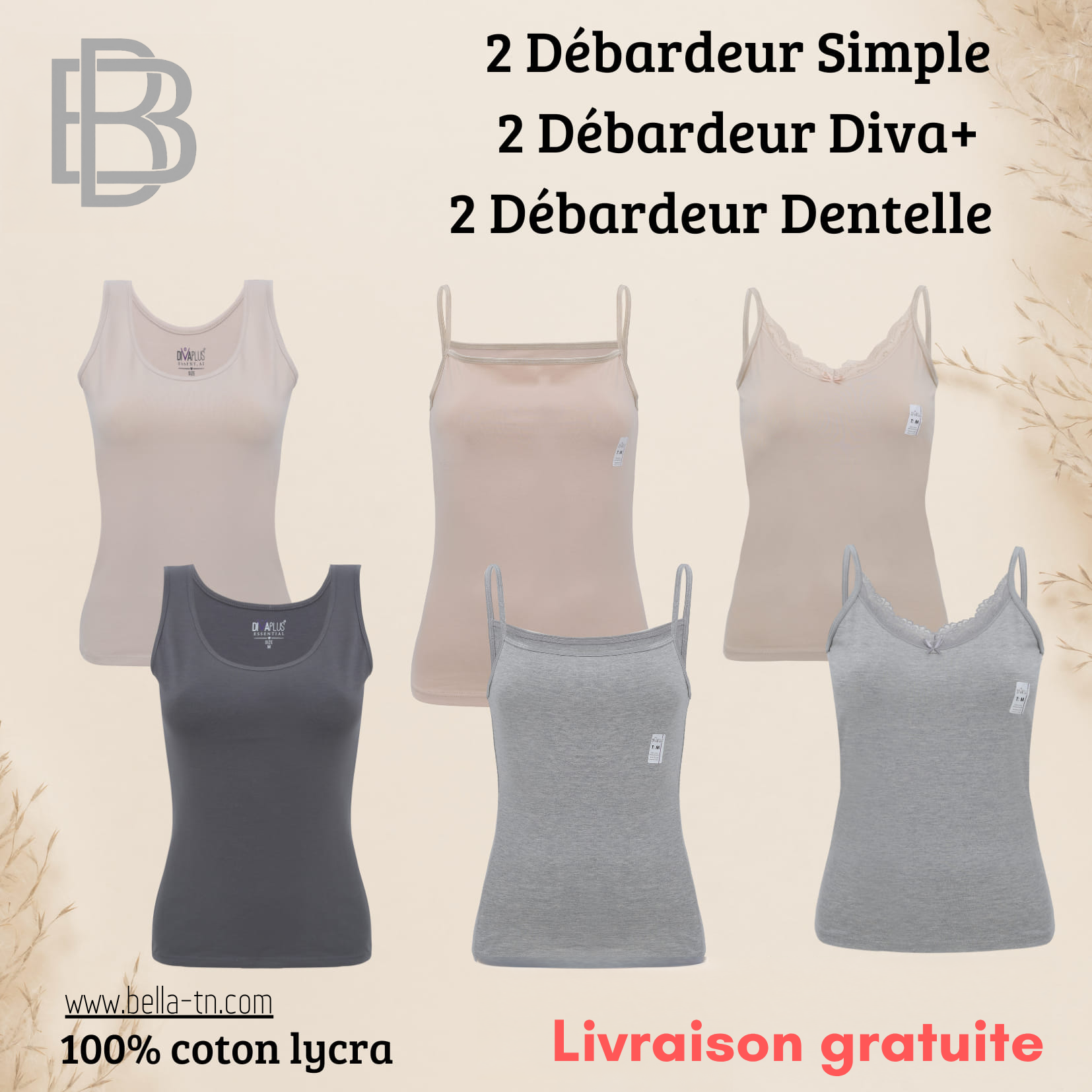Pack (2) débardeurs-débardeurs dentelle-débardeurs+