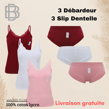 Pack (3) débardeurs-slip dentelle -022