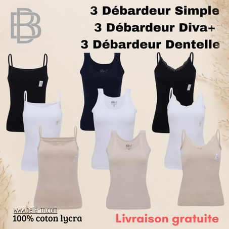 Pack (3) débardeurs-débardeurs dentelle - débardeurs+ P014