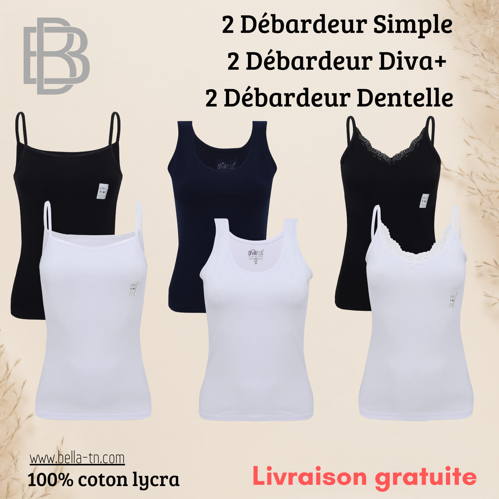 Pack (2) débardeurs-débardeurs dentelle-débardeurs+