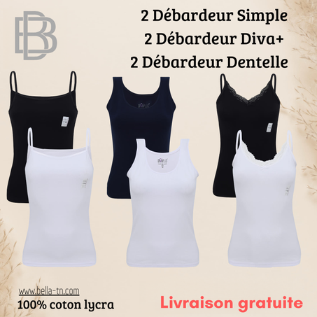 Pack (2) débardeurs-débardeurs dentelle-débardeurs+