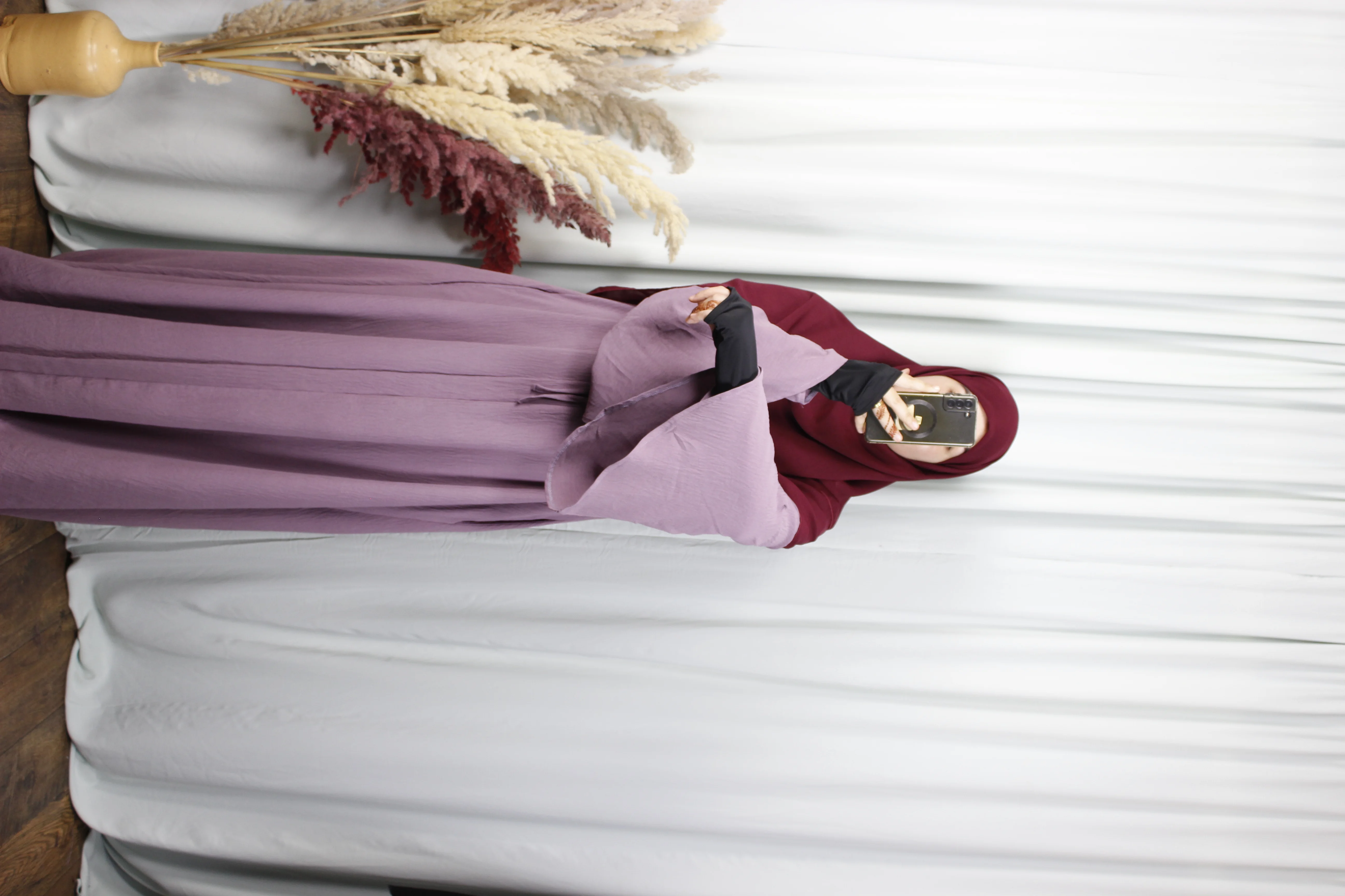 عباية إلهام – ثوب كريب مكرش