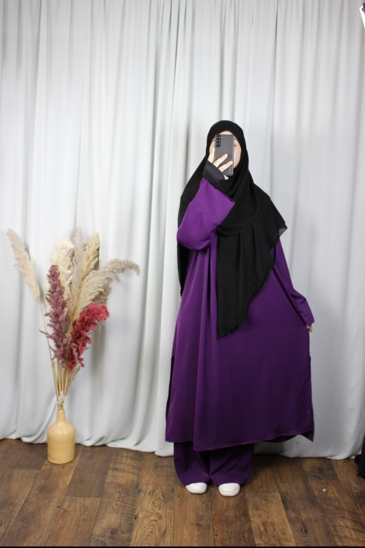 عباية ياسمين – ثوب كريب روزا ممتاز (النسخة الفاخرة)