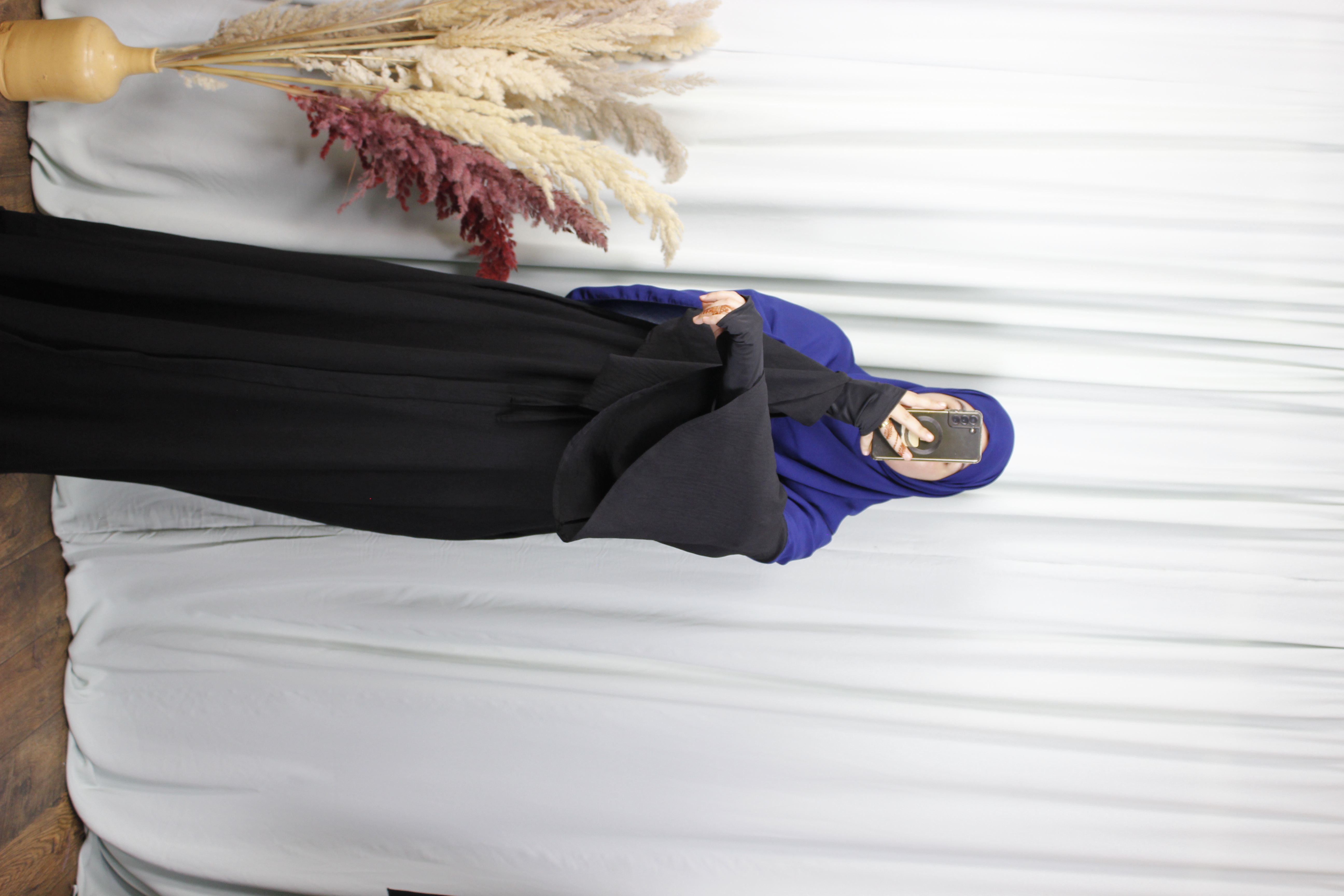 عباية إلهام – ثوب كريب مكرش