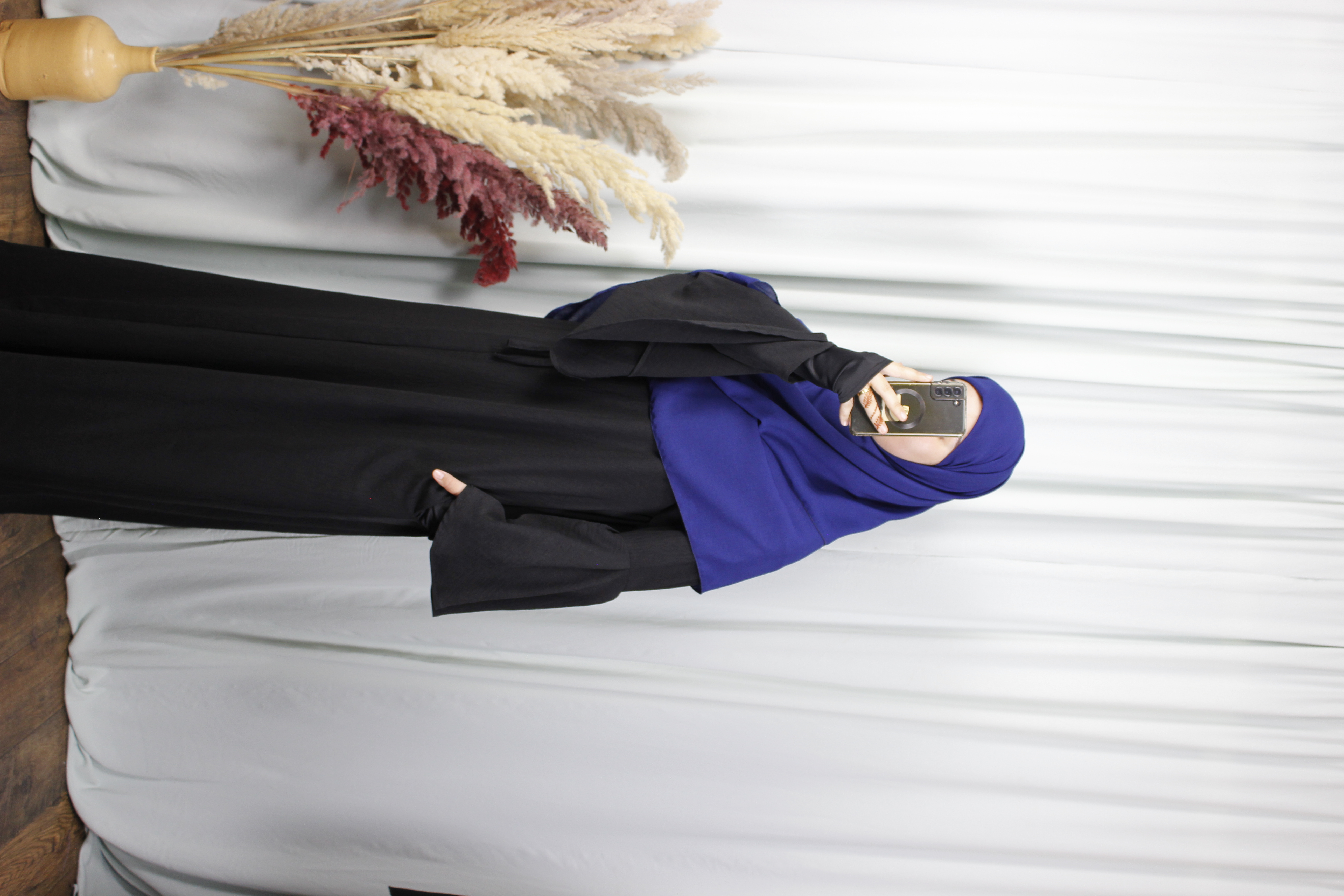 عباية إلهام – ثوب كريب مكرش