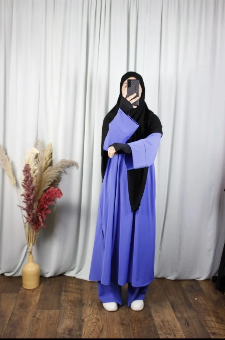 عباية ياسمين – ثوب كريب روزا ممتاز (النسخة الفاخرة)