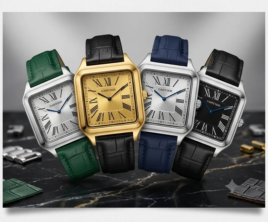 Montre Unisex Carrée Élégante – Bracelet en Cuir, Cadran Romain, Style Luxe