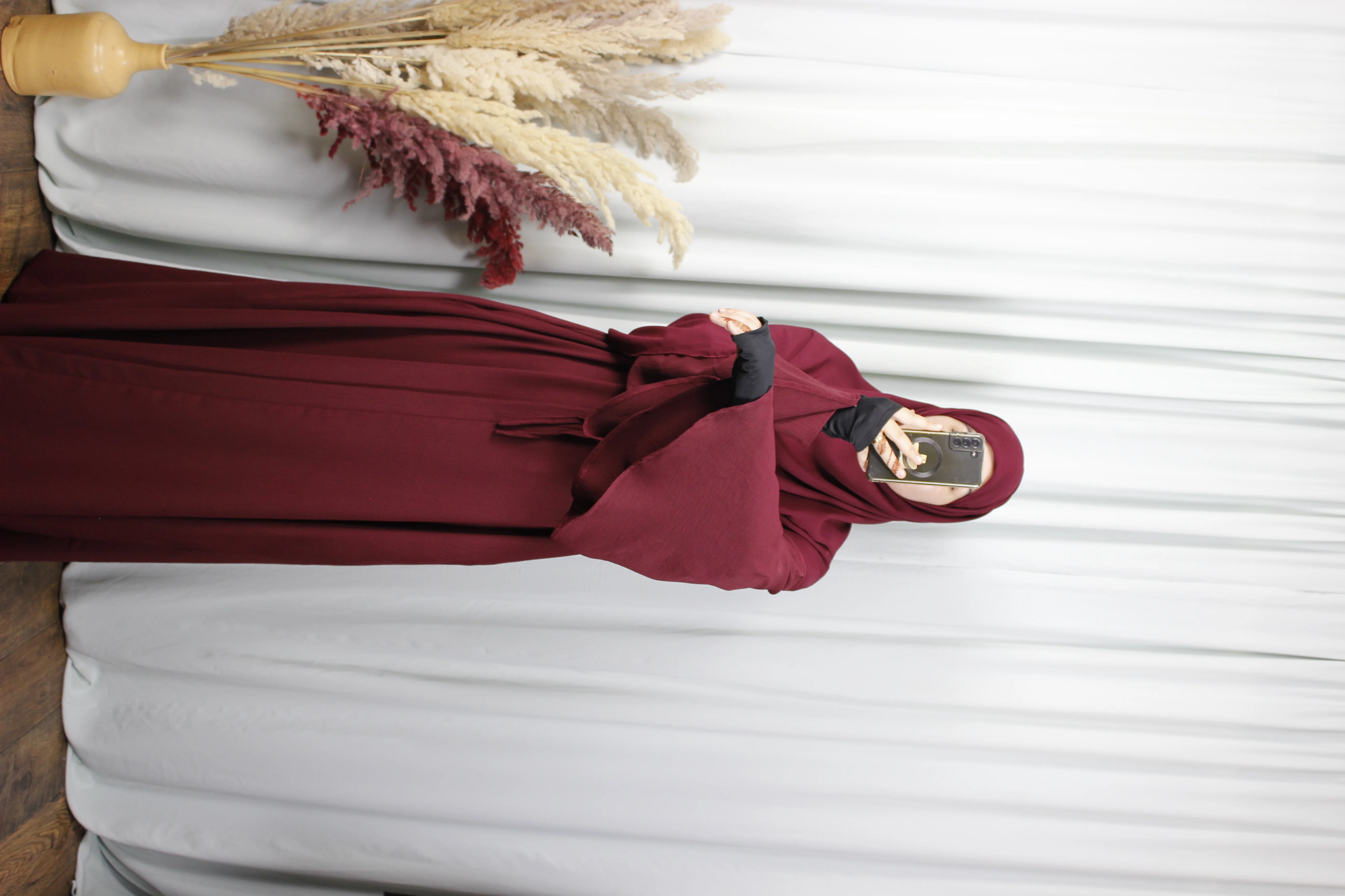 عباية إلهام – ثوب كريب مكرش