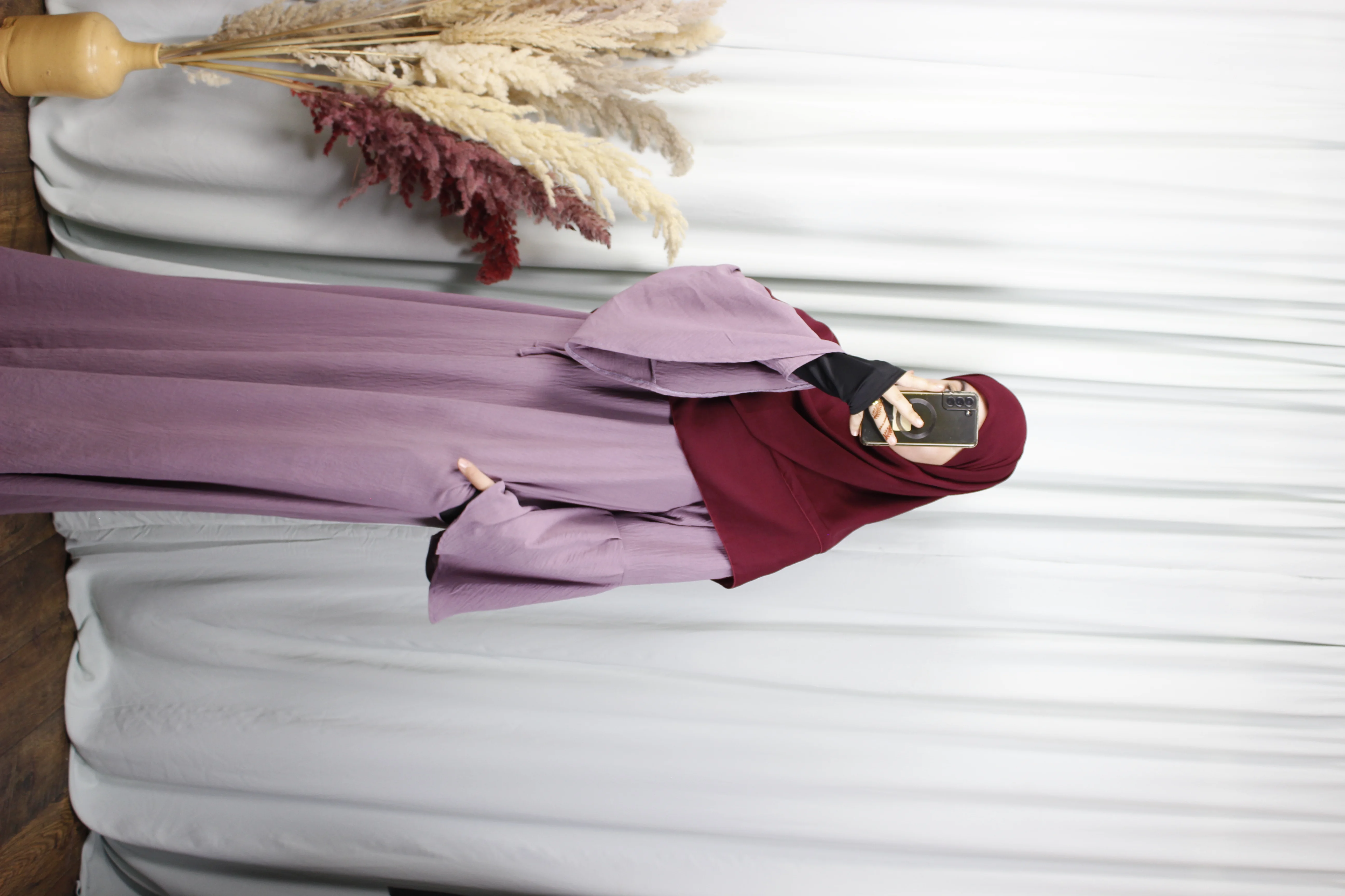 عباية إلهام – ثوب كريب مكرش