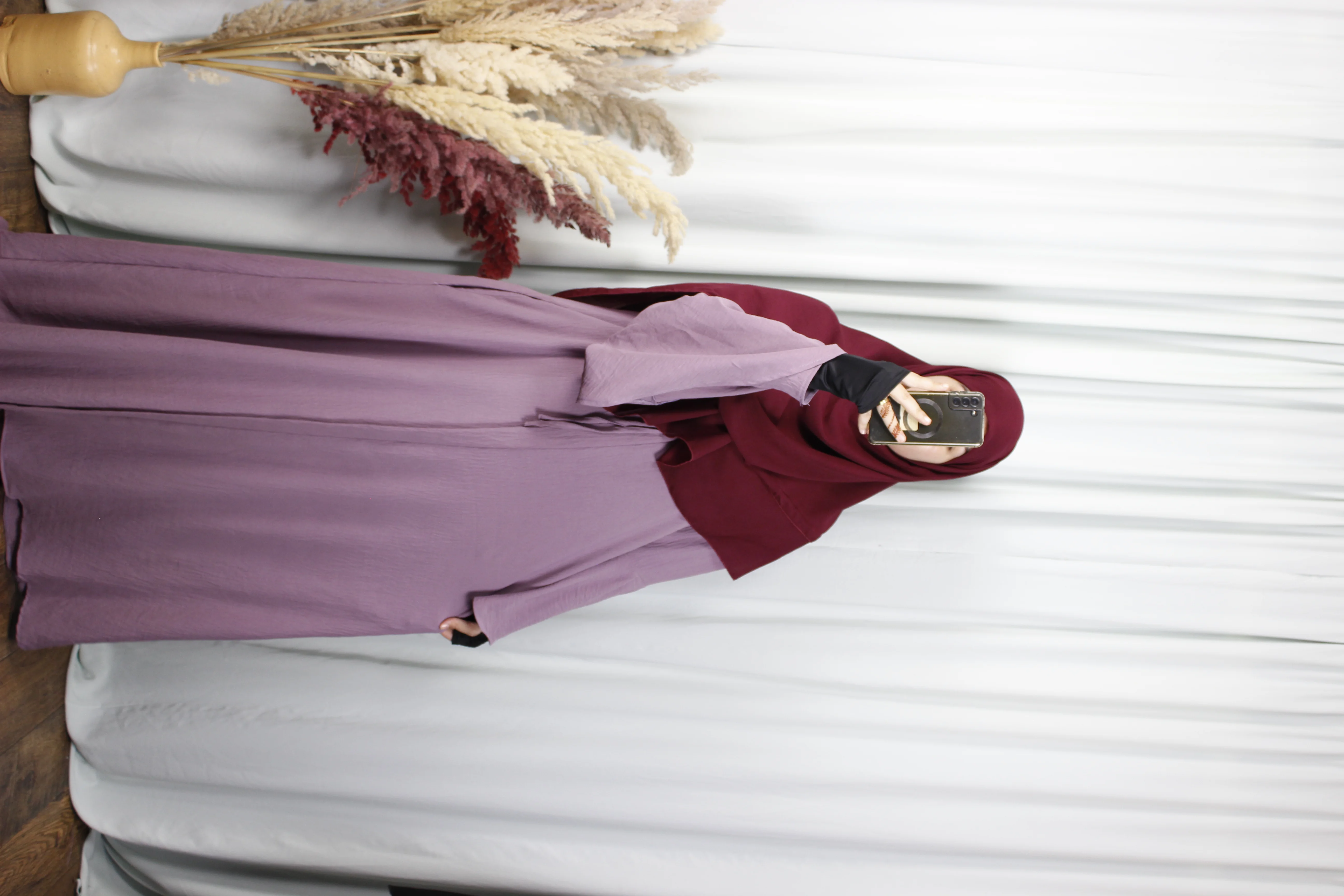 عباية إلهام – ثوب كريب مكرش