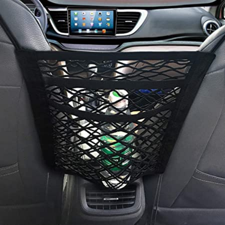 منظم شبكي للسيارة من 3 طبقات٬ حقيبة شبكة تخزين، حاجز للأطفال المقعد الخلفي، حامل محفظة مناديل الحمول