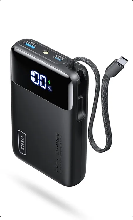 باور بانك قوي 20000mAh – شحن سريع + شاشة رقمية + 3 منافذ USB + كابل Type-C مدمج