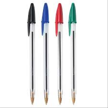 stylo bic cristal 4 couleurs : bleu-vert-rouge-noire