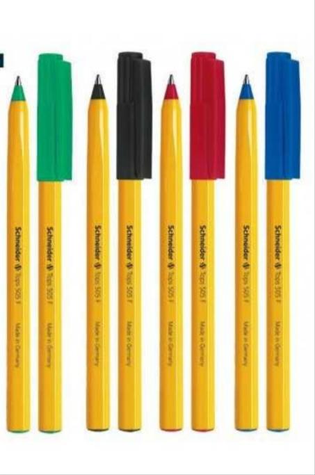 stylo schneider orange 4 couleurs : vert- noire - rouge - bleu