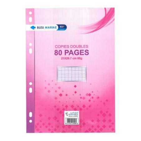 copies doubles 80 pages 17*22cm 60g en rose bleu marine