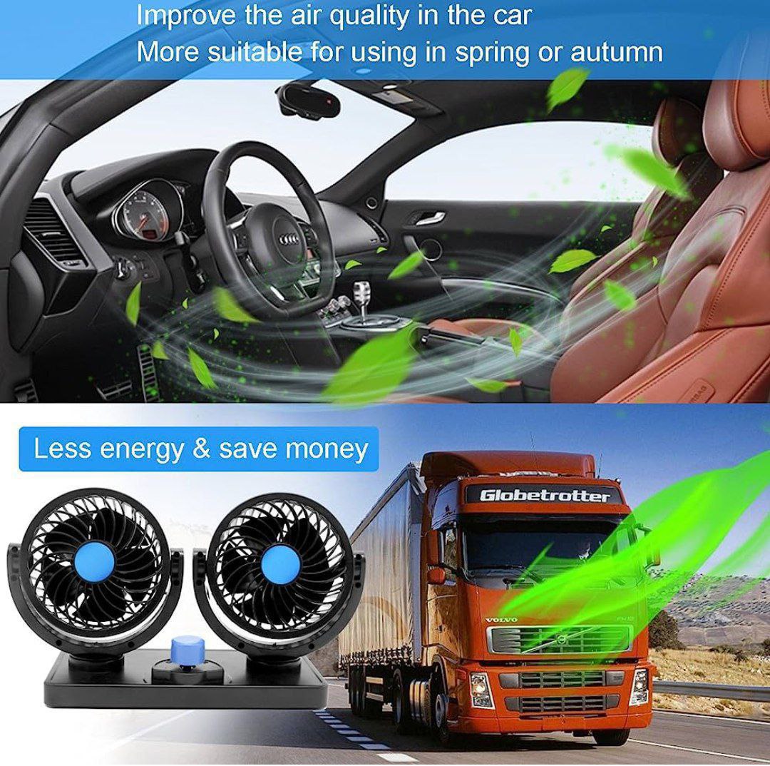 مروحة دابل فان للسيارات – تبريد ذكي ومريح 🔥🚗