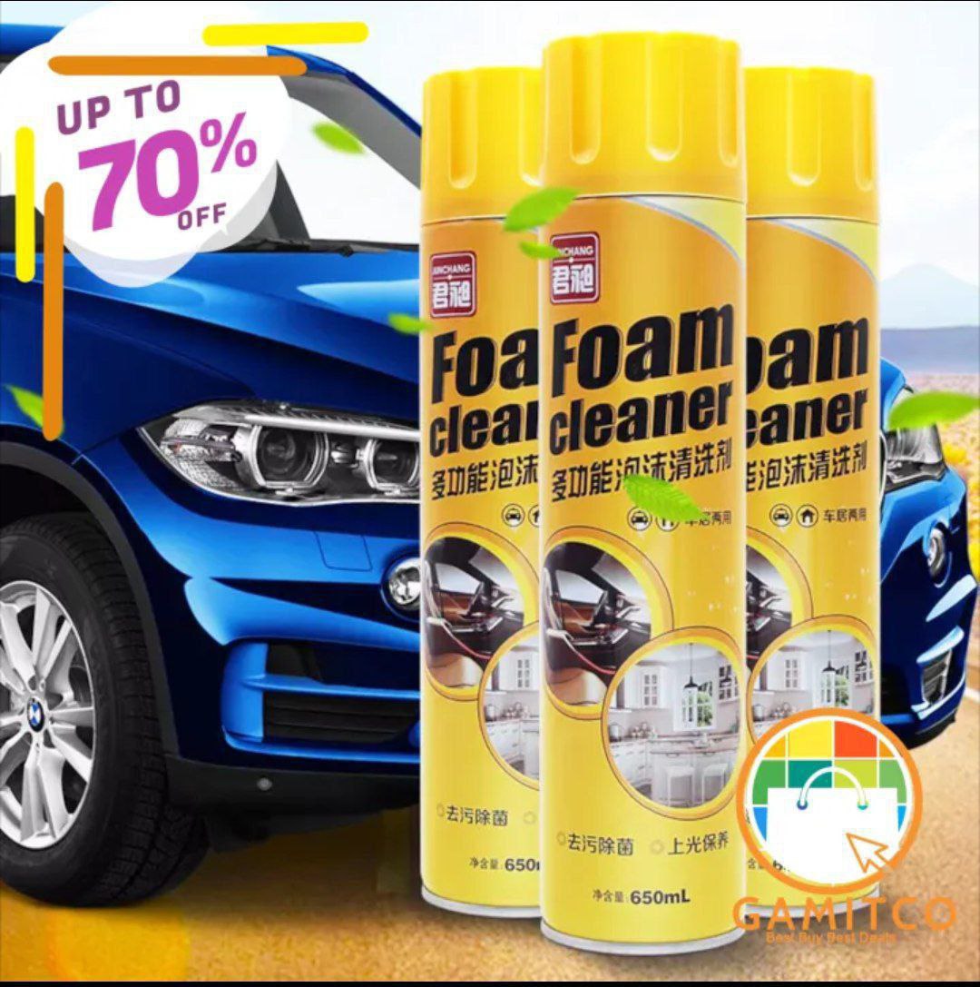 AYKU Foam Cleaner هو الحل المثالي باش تتخلص من الوسخ والبقع والغبرة لي كيتجمعو فالكراسي والسقف والأبواب