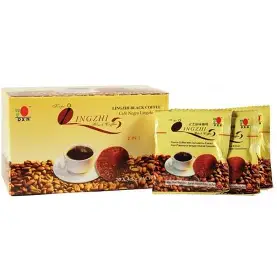 ☕ قهوة لينجزي السوداء مع فطر الريشي (ملك الأعشاب)