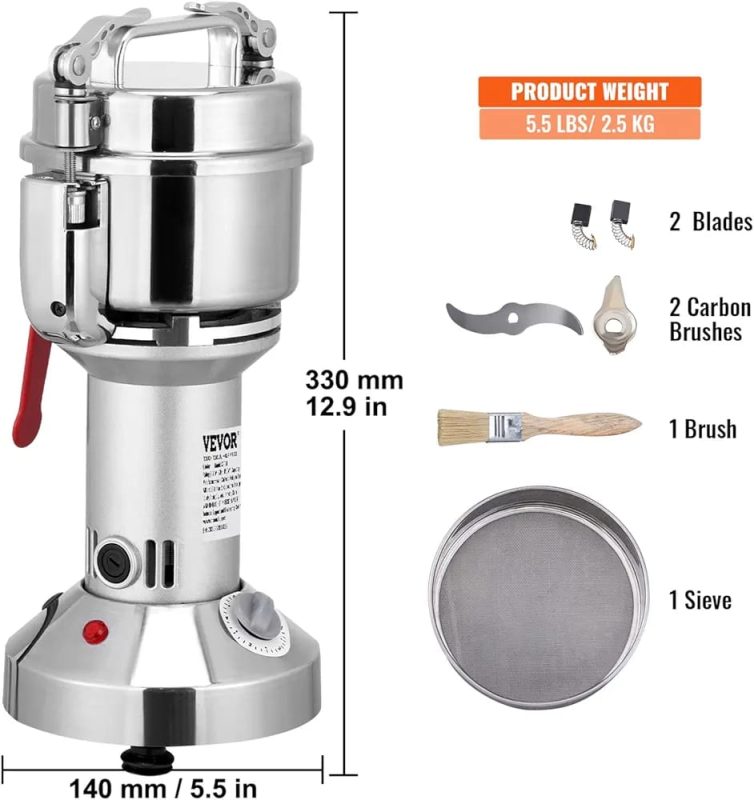 Moulin à épices électrique 150g, Moulin à grains INOX, Machine de Meulage