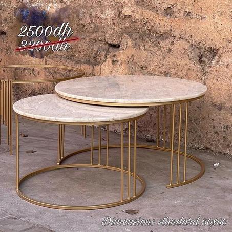 duo table basse en marbe creme