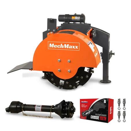 MechMaxx 3-Point PTO Stump Grinder with 34 Carbide Teeth (PTO Shaft Included with Slip Clutch), for 15-45HP Tractor, SG24