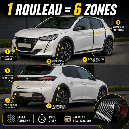 Carbone Flex Pro - Bandes de protection anti-collision universelles en fibre de carbone cm