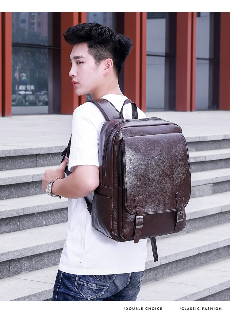 حقيبة ظهر جلدية للرجال(coffé)