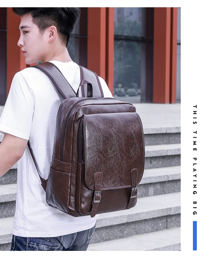 حقيبة ظهر جلدية للرجال(coffé)