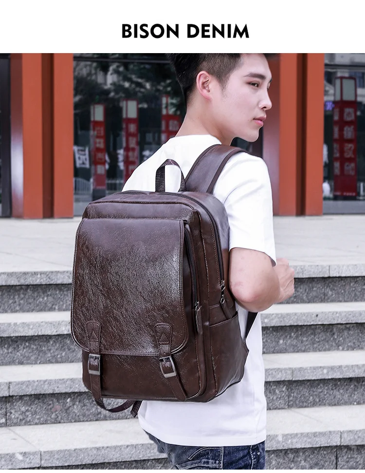 حقيبة ظهر جلدية للرجال(coffé)