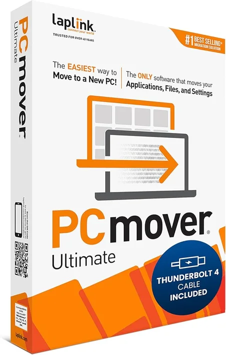 Laplink PCmover Ultimate 11 - Easy Migration of your Applications, Files and Settings from an Old PC to a New PC - Data Transfer Software - With Optional Ultra High Speed Thunderbolt Cable - 