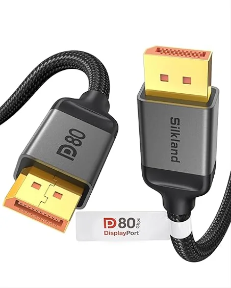 Silkland Cable DisplayPort 2.1 de 80 Gbps (certificado VESA), [8K @240Hz, 4K @540Hz 360Hz 240Hz] Cable DP 2.1 de 16K, DP80 HDR DSC, cable de puerto de pantalla compatible con monitor de juego