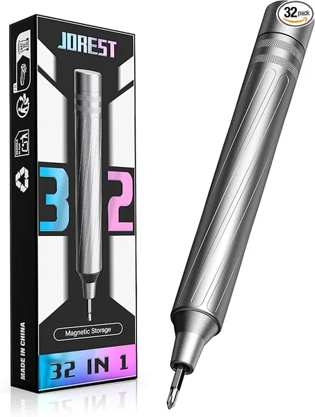 JOREST Juego de destornilladores de precisión 32 en 1, regalos de herramientas para hombres, papá y él, herramienta de reparación de destornilladores multibit portátil, destornillador EDC par