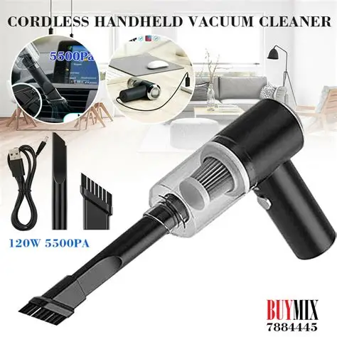 مكنسة كهربائية محمولة لا سلكية  مناسبة للاستخدام المنزلي ولتنظيف الهيكل الداخلي للسيارة