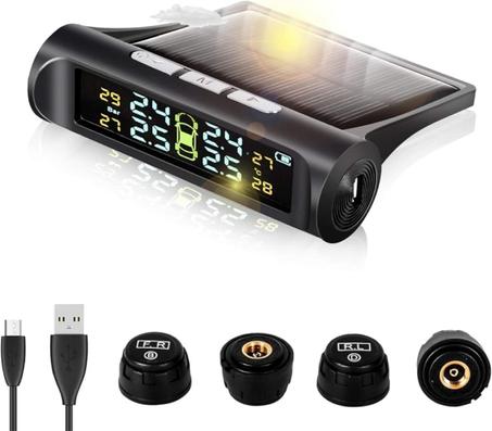 Système de surveillance de la pression des pneus de voiture TPMS à énergie solaire avec écran LCD