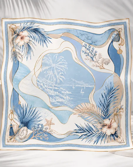 Rivage Bleu — Foulard Satin 100 × 100 cm