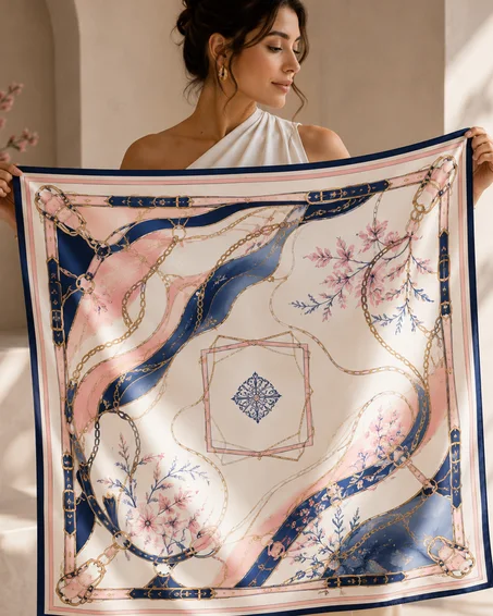 Songe Fleuri — Foulard Satin 100 × 100 cm