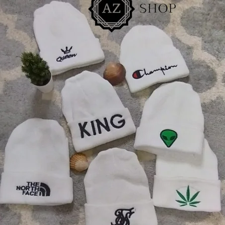قبعة منسوجة بأحرف مطرزة للرجال والنساء