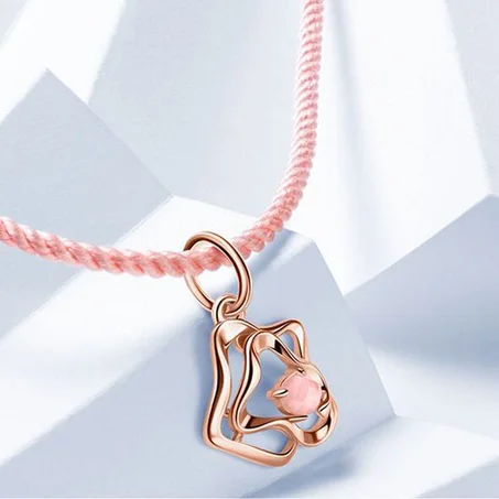 قلادة من النحاس الأصفر بطلاء ذهب وردي طبيعي