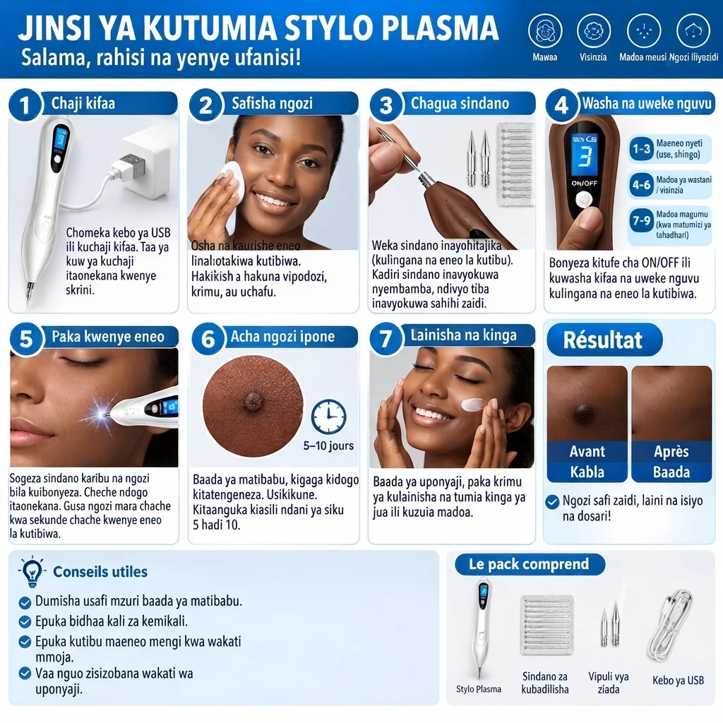 Kalamu ya Plasma ya Umeme ya Kuondoa Vinyama vya Ngozi, yenye viwango 15 vya nguvu vinavyoweza kurekebishwa, taa ya LED, na inachajiwa kwa USB. Bei ni 106,000 TZS tu.