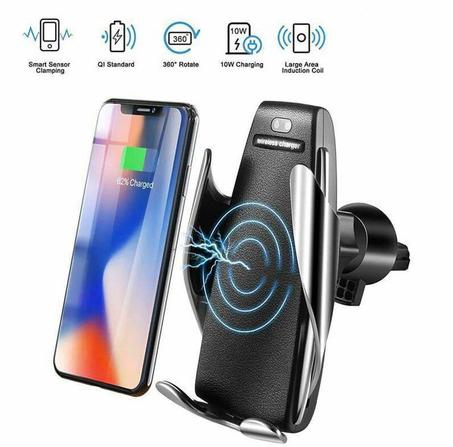 شاحن لاسلكي بحساس ذكي للسيارة متوافق مع الهواتف الداعمة للشحن اللاسلكي