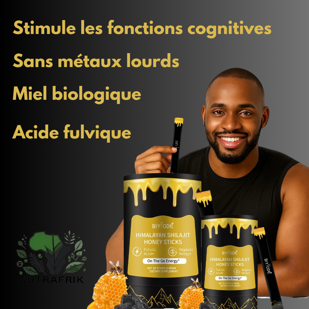 Shilajit Resin avec des bâtonnets de miel