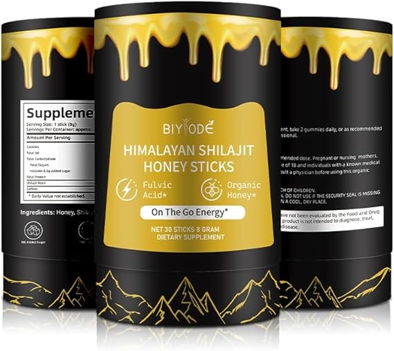 Shilajit Resin avec des bâtonnets de miel