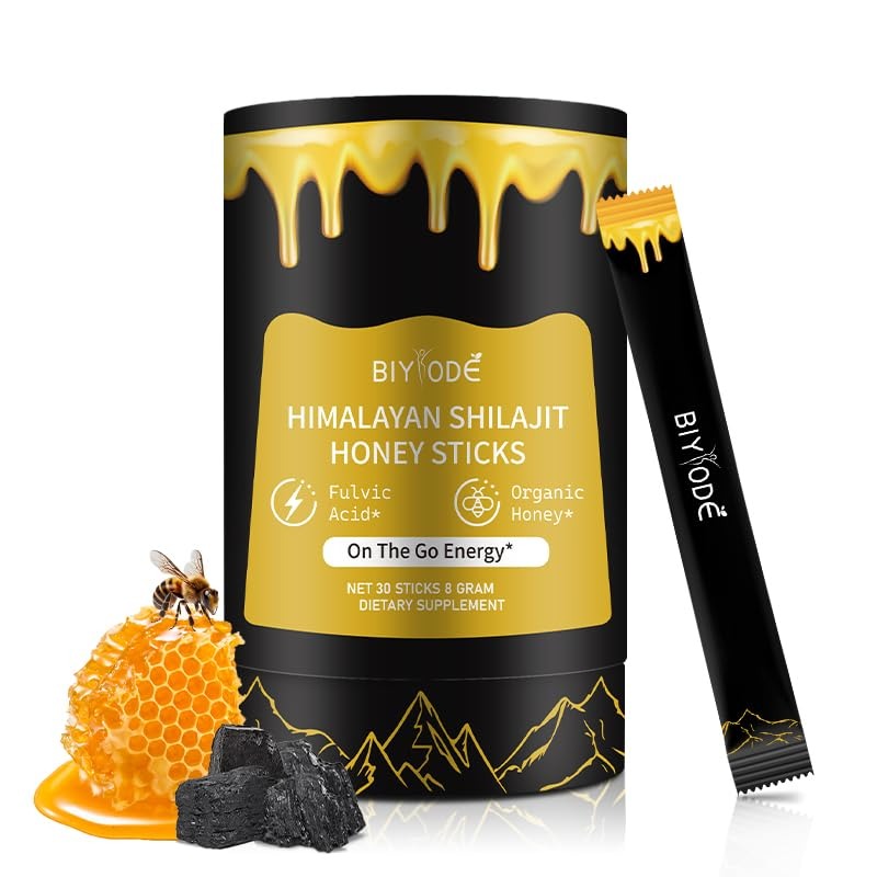 Shilajit Resin avec des bâtonnets de miel