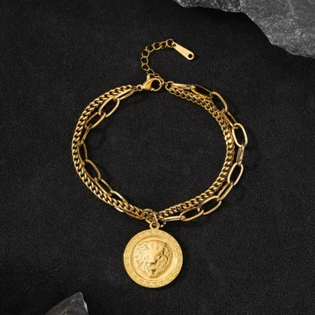 2025  Gourmette Lion🦁 en acier inoxydable